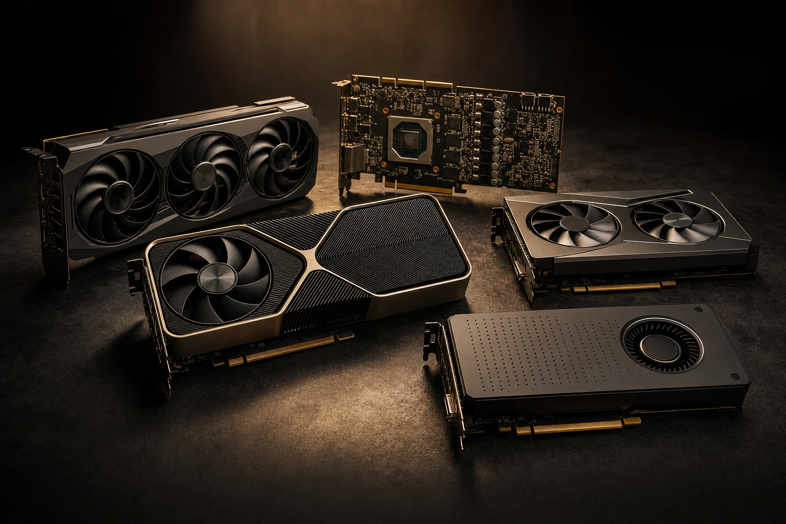 GPU specifications comparison table showing NVIDIA and AMD 2026 generation graphics cards